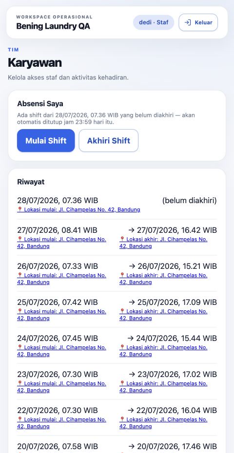 Absensi staf Laundry ERP