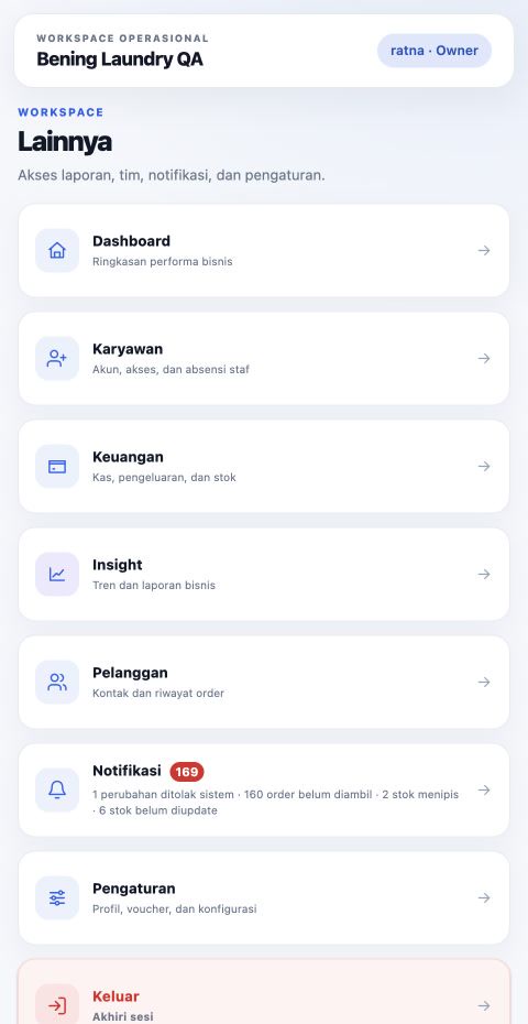 Menu lainnya Laundry ERP