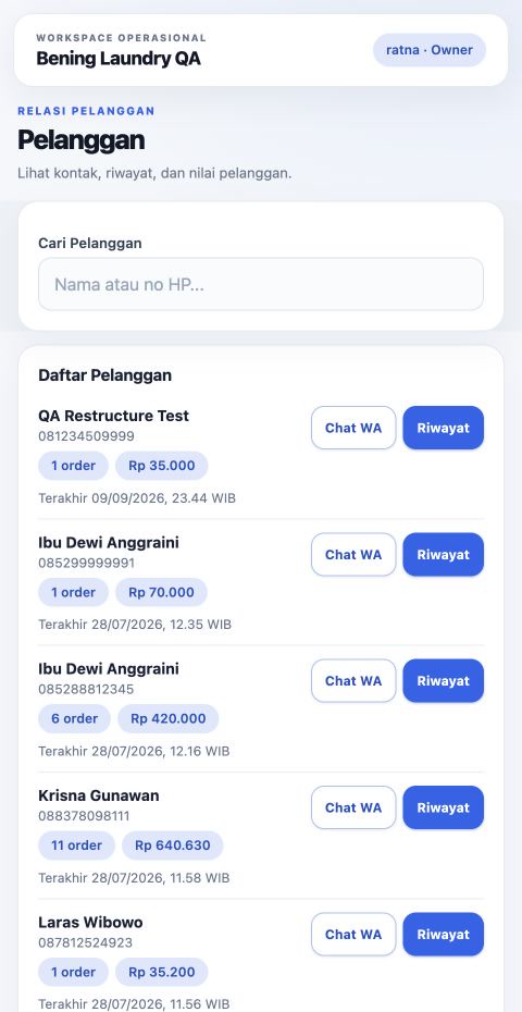Daftar pelanggan Laundry ERP