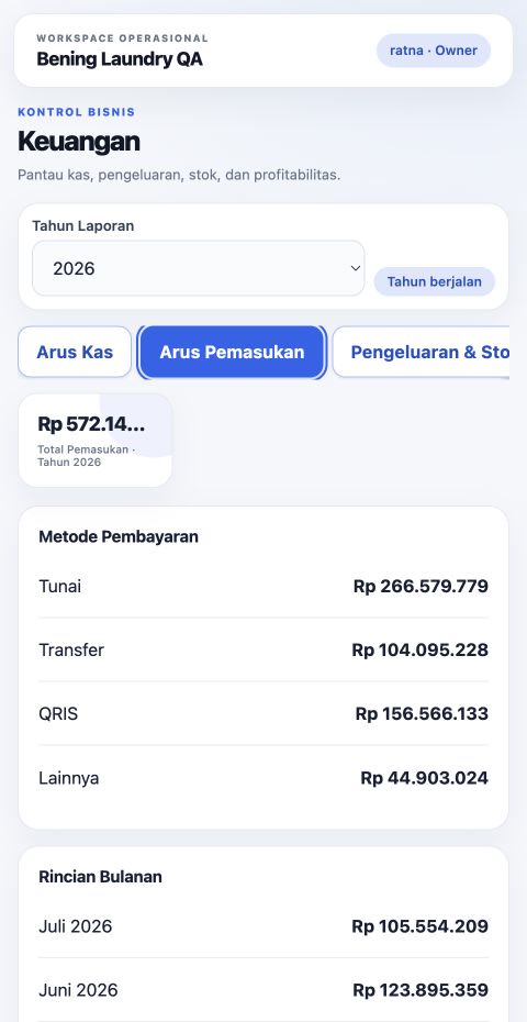 Analisis pemasukan Laundry ERP