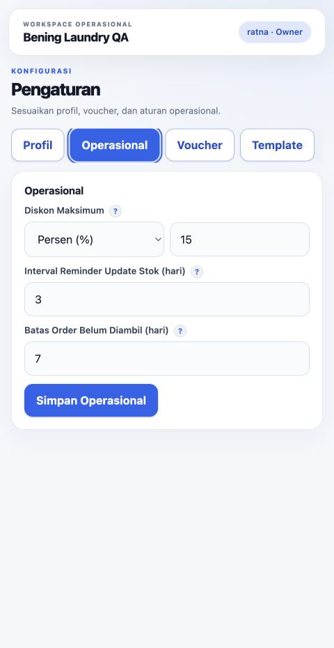 Pengaturan operasional Laundry ERP