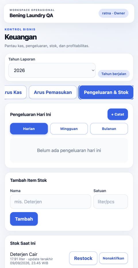 Pengeluaran dan stok Laundry ERP