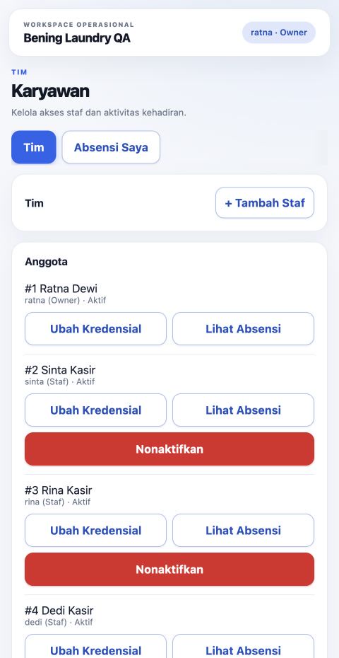 Manajemen tim Laundry ERP