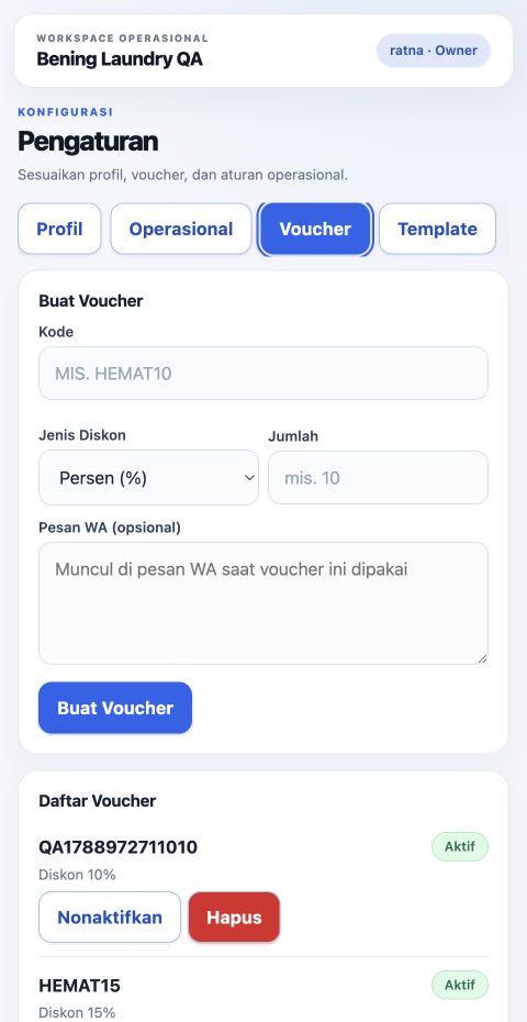 Pengaturan voucher Laundry ERP